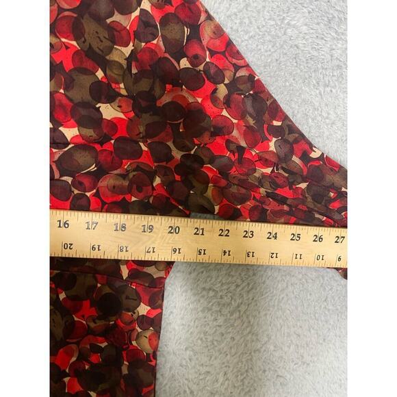 Susan Graver red quarter sleeve geometric blouse gathered career professional M - Picture 8 of 9